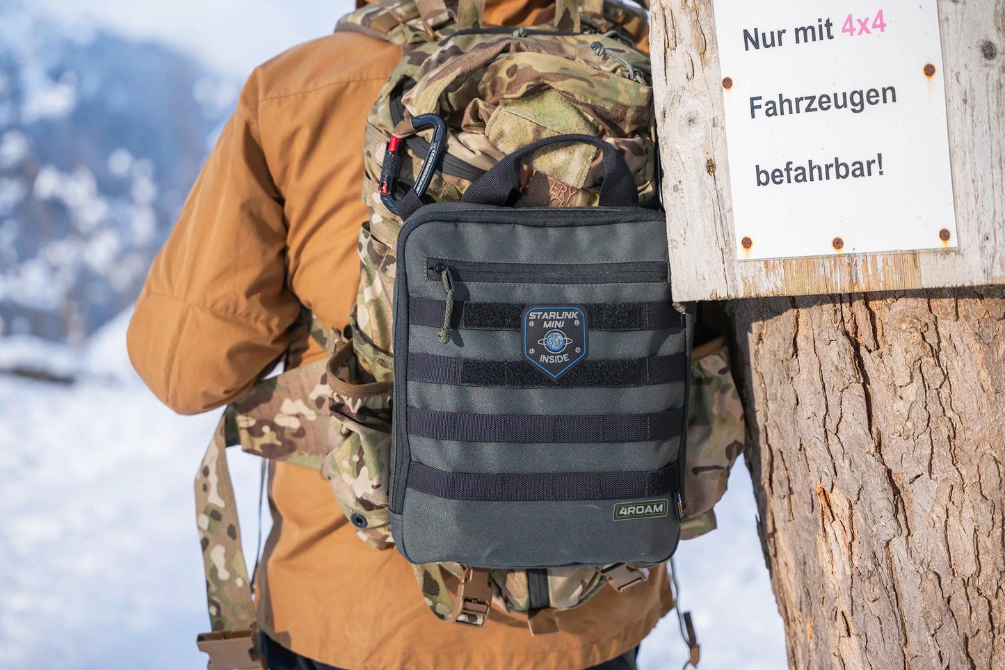 Adventure Bag for Starlink Mini. Protective case. No unpacking instant internet connection. Premium weatherproof materials. Handmade in Europe.