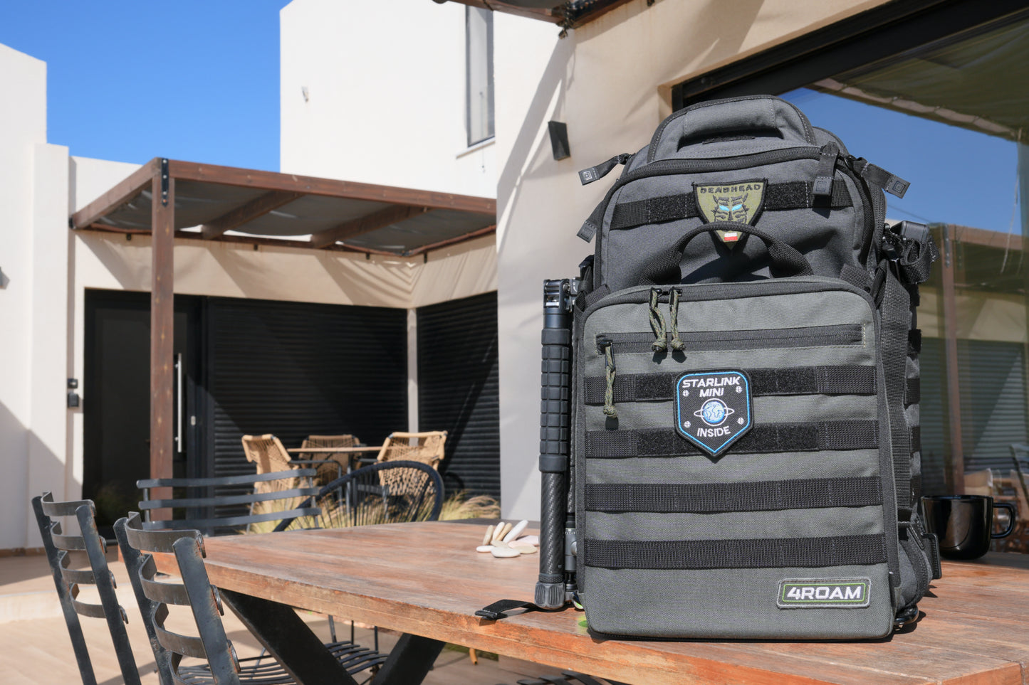 Adventure Bag for Starlink Mini. Protective case. No unpacking instant internet connection. Premium weatherproof materials. Handmade in Europe.