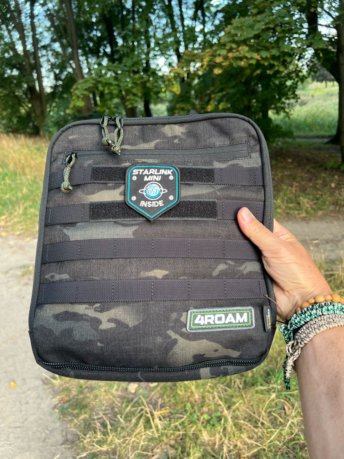 Adventure Bag for Starlink Mini. Protective case. No unpacking instant internet connection. Premium weatherproof materials. Handmade in Europe.