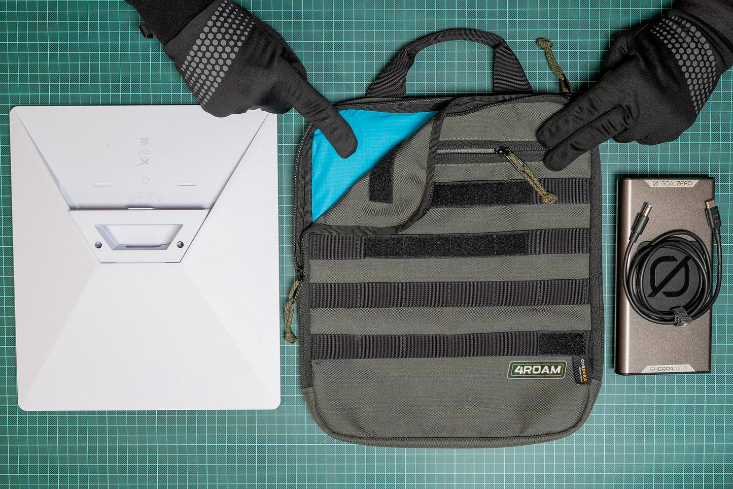 Adventure Bag for Starlink Mini. Protective case. No unpacking instant internet connection. Premium weatherproof materials. Handmade in Europe.